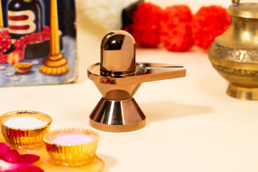 Modern Rose Gold Shivling Sculpture – Religious Decor & Gift Item
