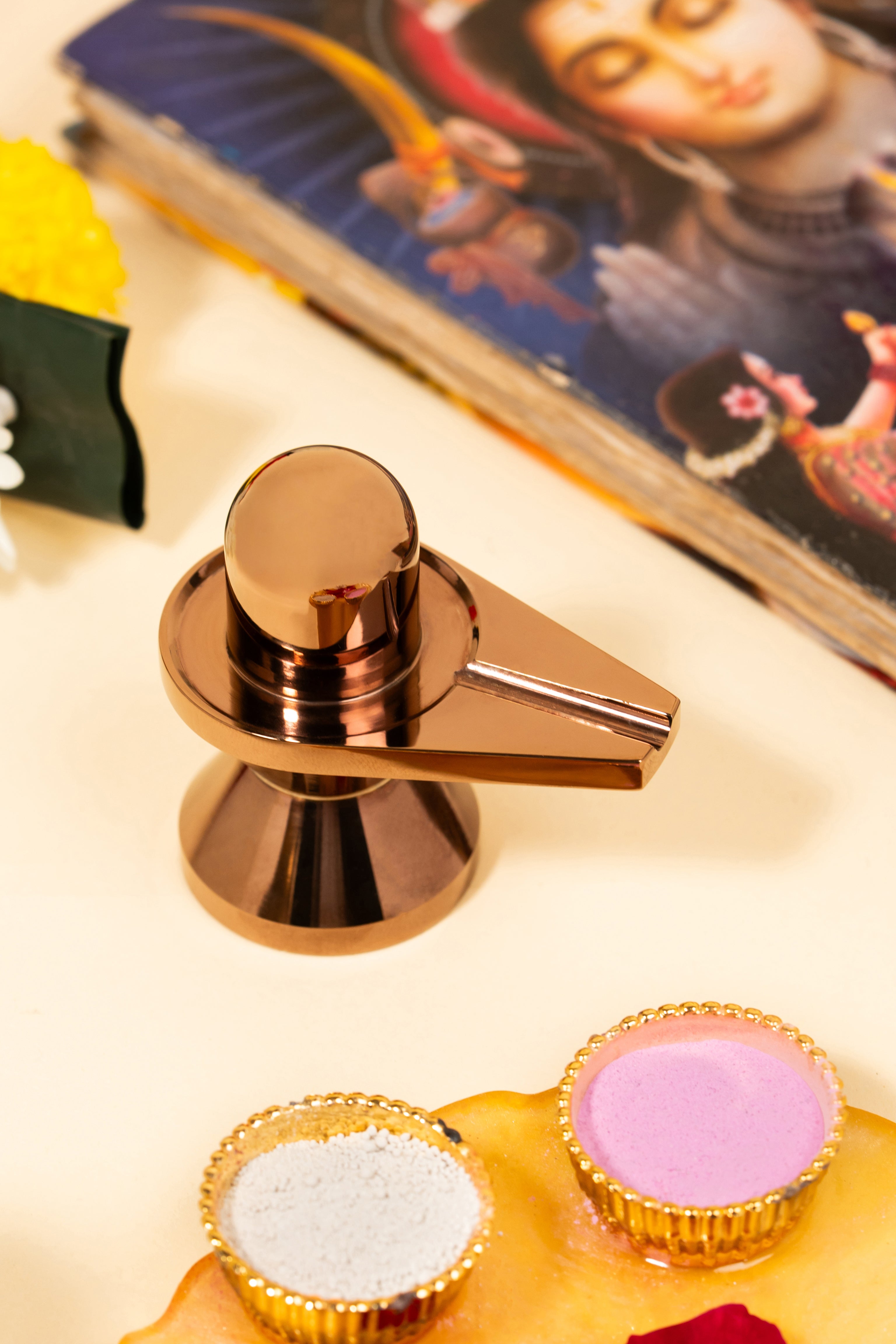 Modern Rose Gold Shivling Sculpture – Religious Decor & Gift Item