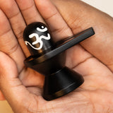 Premium Matt Black Shivling with OM – Elegant Spiritual Decor for Home and Office Temple