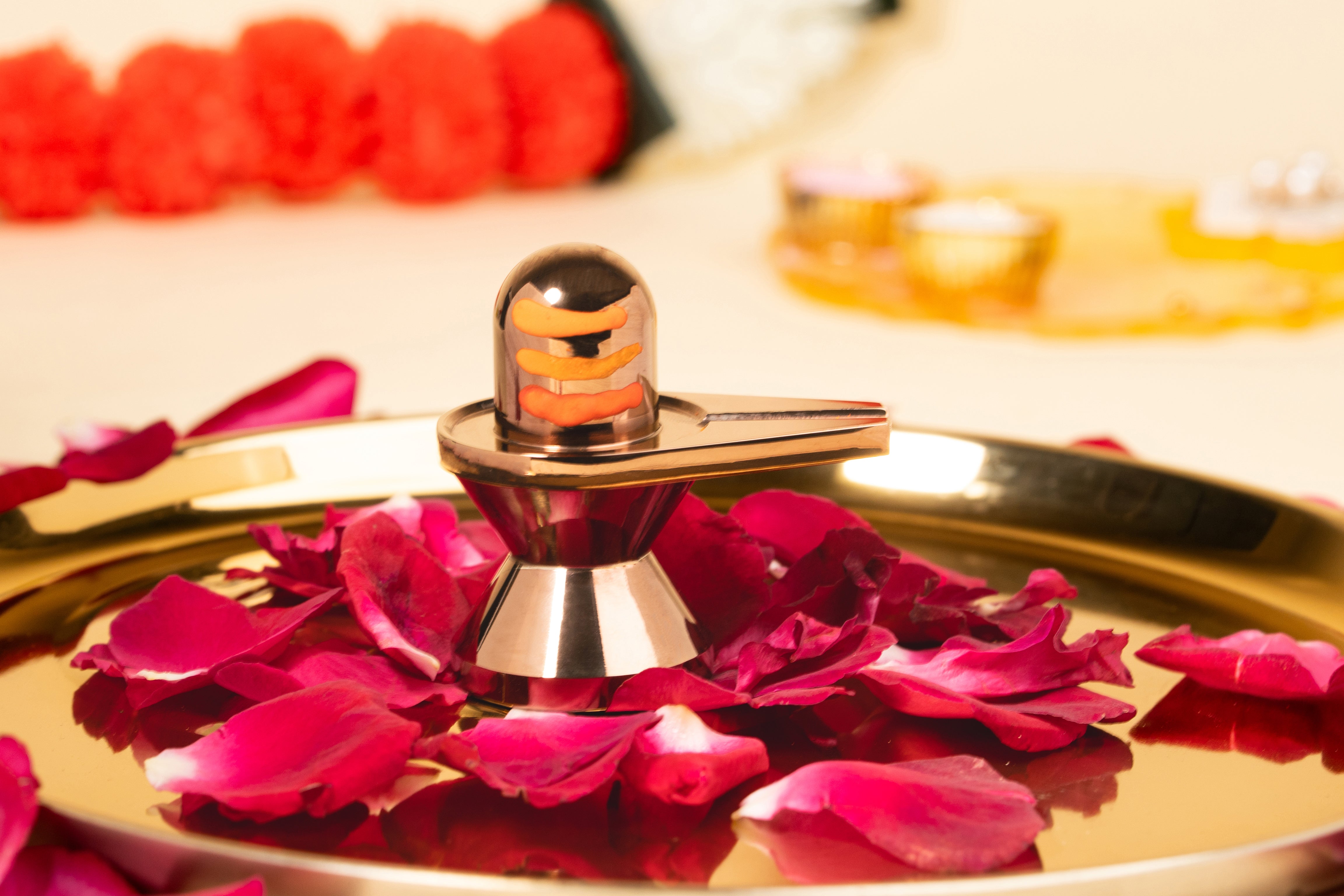 Modern Rose Gold Shivling Sculpture – Religious Decor & Gift Item