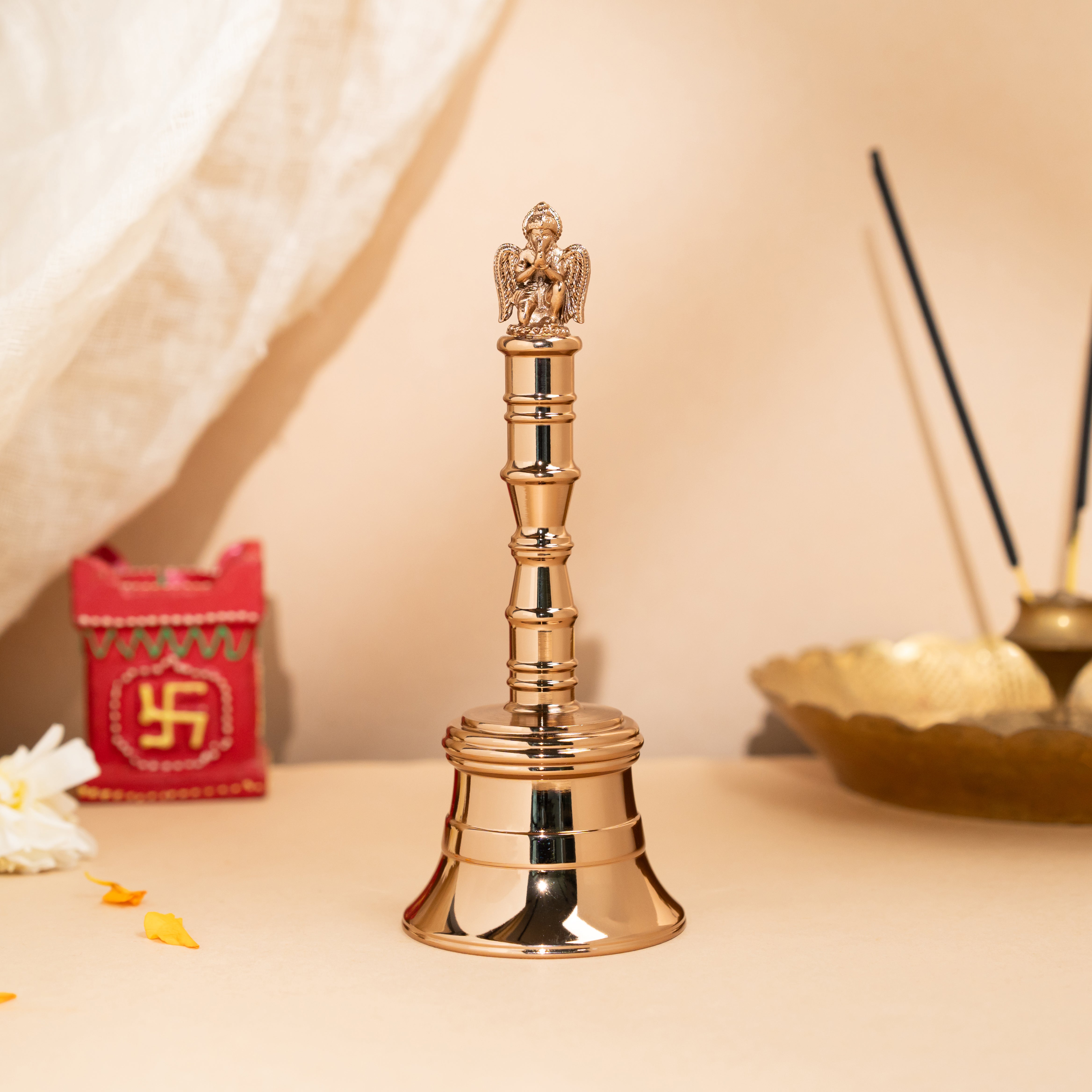 Rose Gold Garuda Serenity Bell – Decorative Brass Bell for Calm & Sacred Spaces