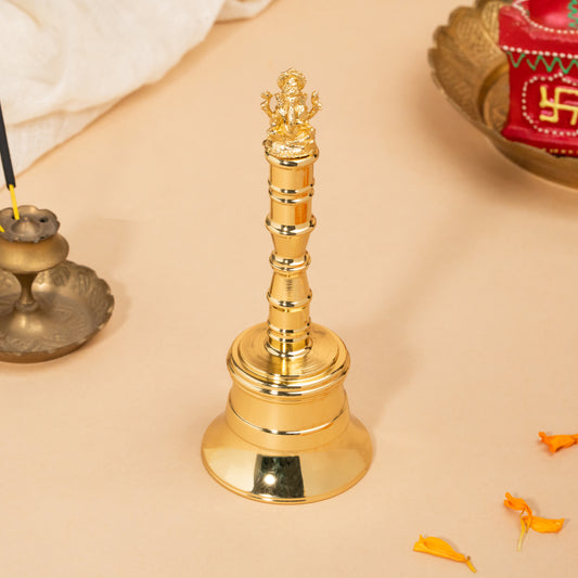 Gold Ganpati - Share Handcrafted Brass Ritual Bell – Decorative Spiritual Bell for Meditation & Home Décor