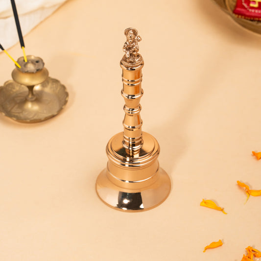 Hanuman Kripa Rose Gold Bell – Decorative Brass Ritual Bell for Sacred Spaces