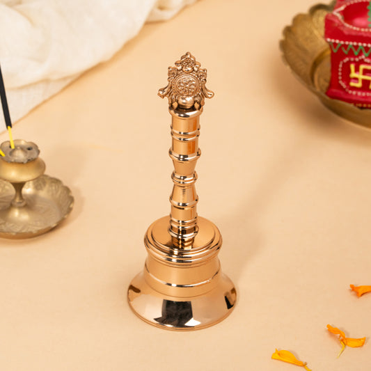 Rose Gold Murti Brass Ritual Bell – The Gentle Glow of Divine Harmony