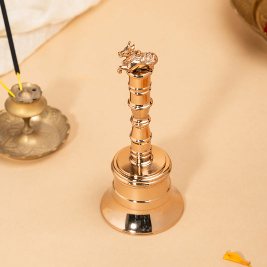 Divine Kamdhenu Rose Bell – Handcrafted Brass Bell for Peace & Prosperity