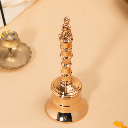 Shree Hanuman Rose Gold Bell – Elegant Brass Ritual Bell for Spiritual Spaces