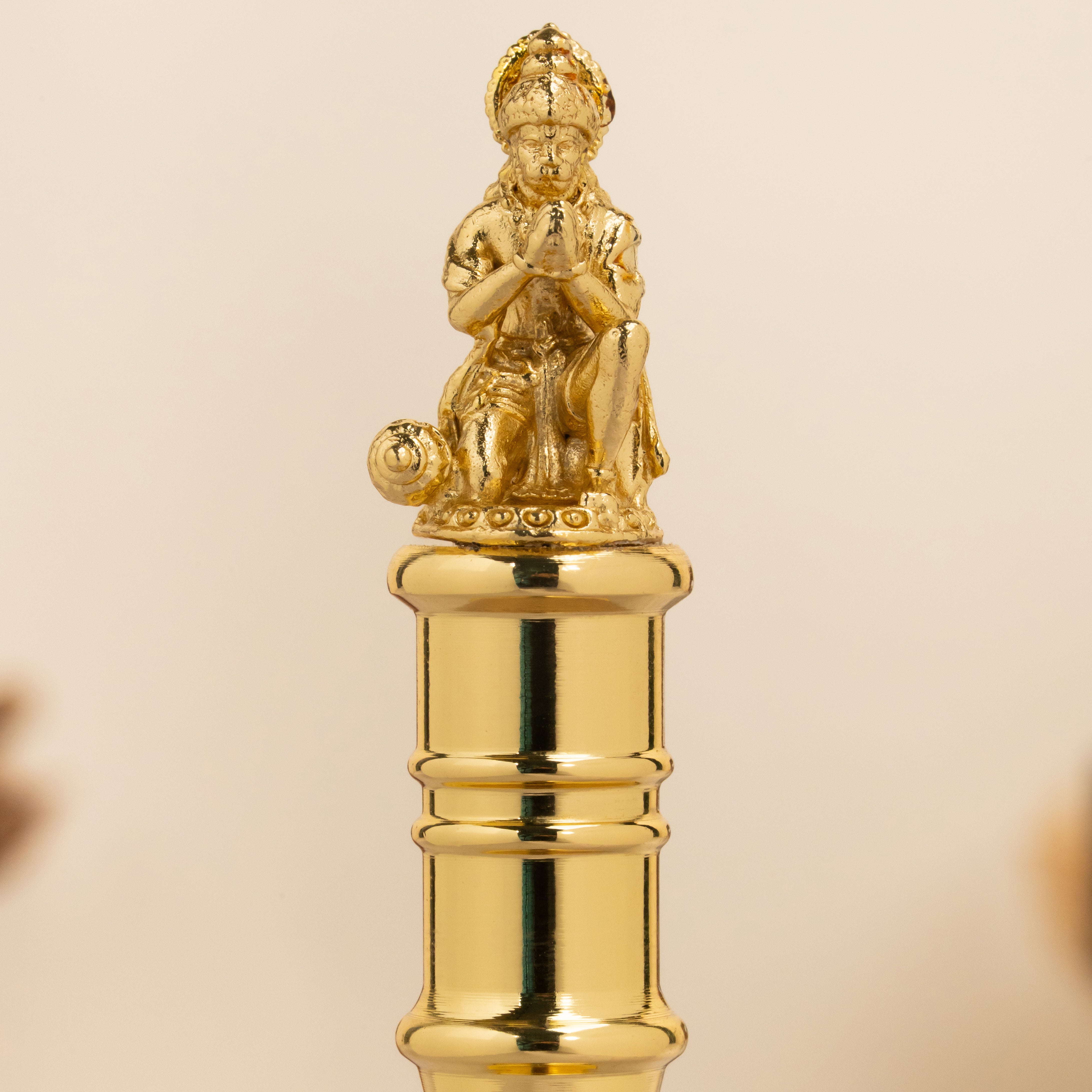 Hanuman Shakti Gold Bell – Handcrafted Brass Ritual Bell for Power & Positivity