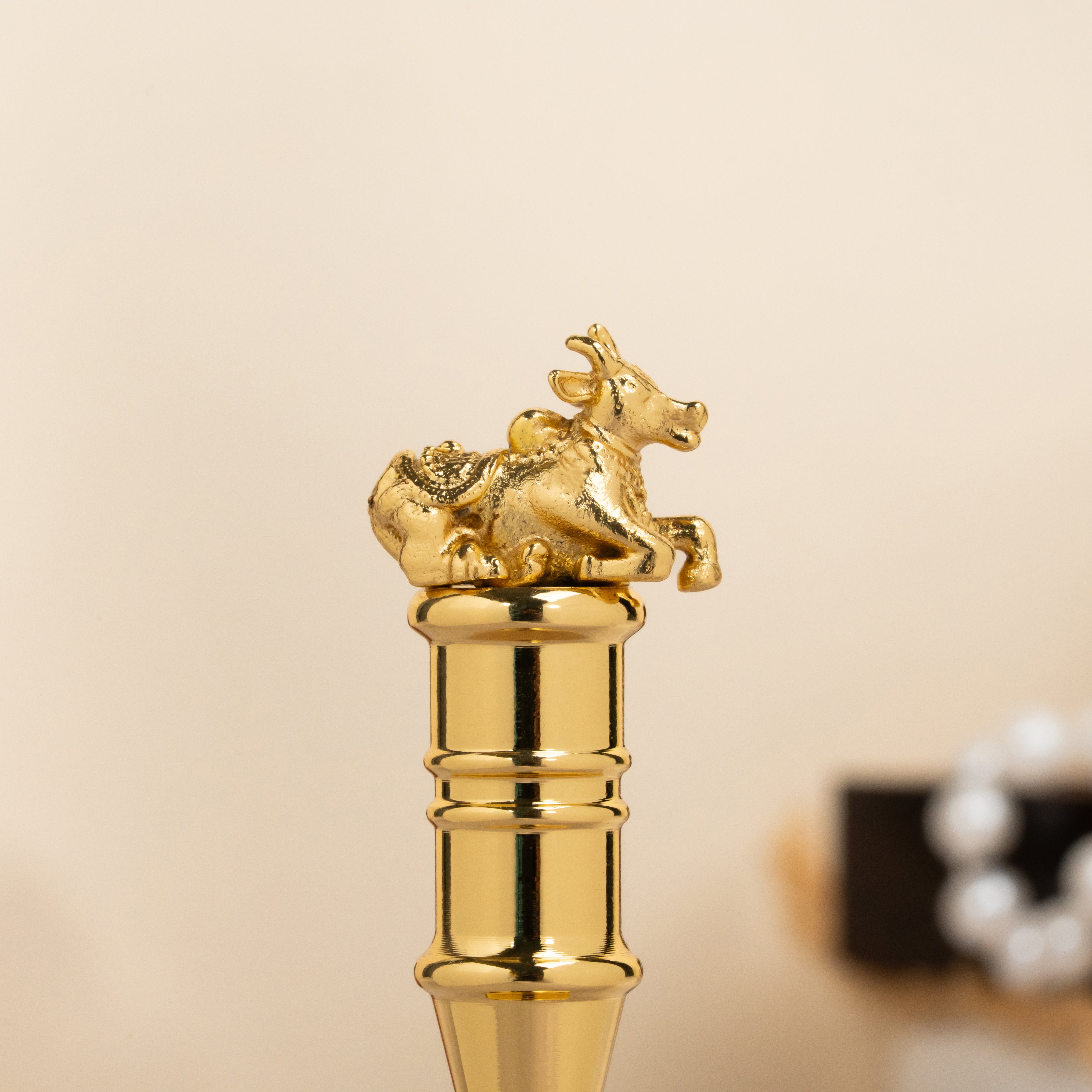 Gold Cow - Handcrafted Brass Ritual Bell – Decorative Spiritual Bell for Meditation & Home Décor