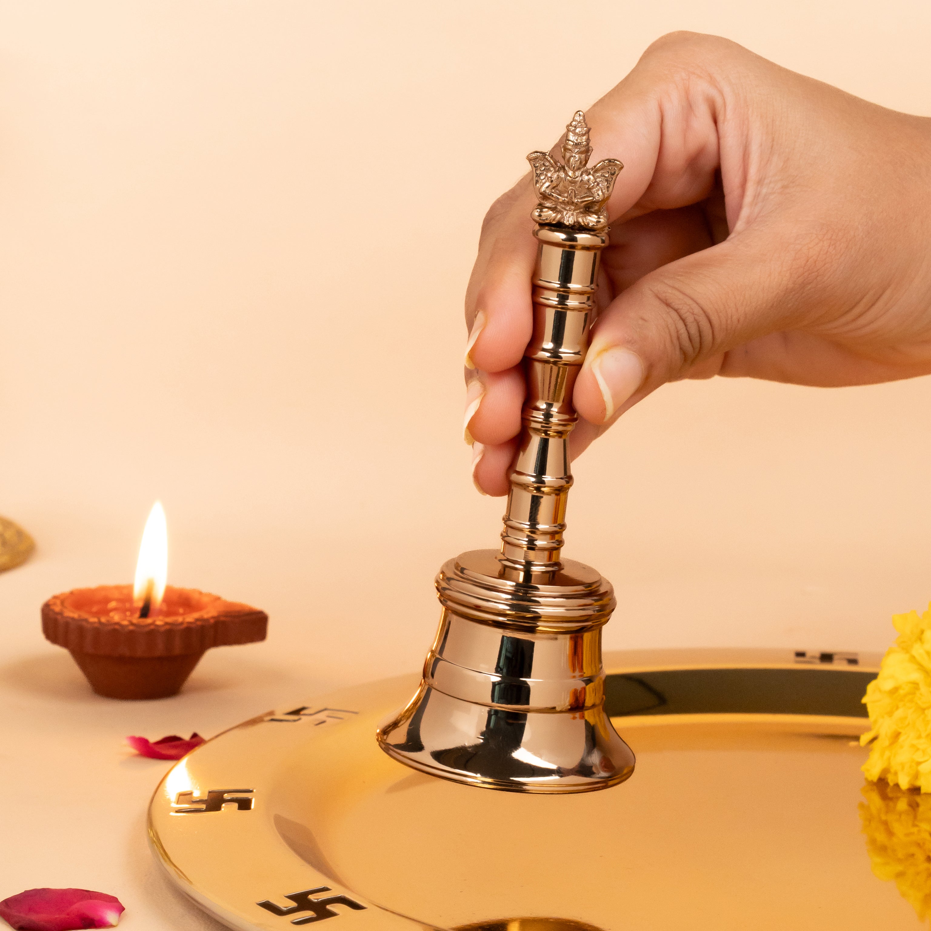 Sacred Garuda Rose Gold Bell – Premium Brass Bell for Spiritual Strength